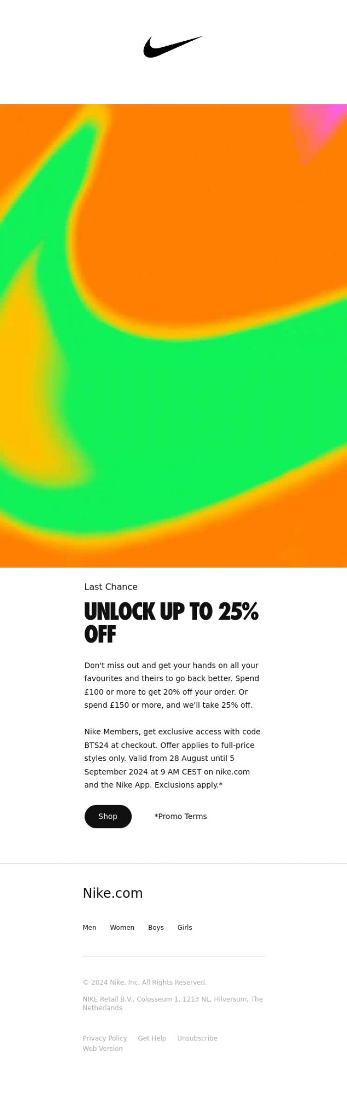 Email Design Inspiration from Nike, Last Chance