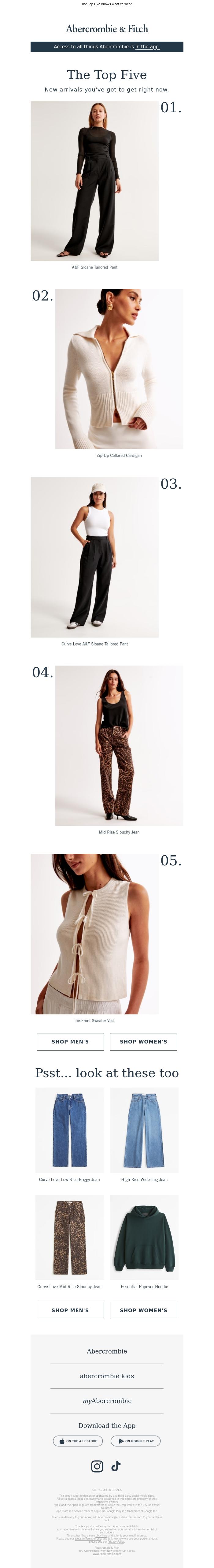 Email Design Inspiration from Abercrombie & Fitch, Add these new styles to your plans.
