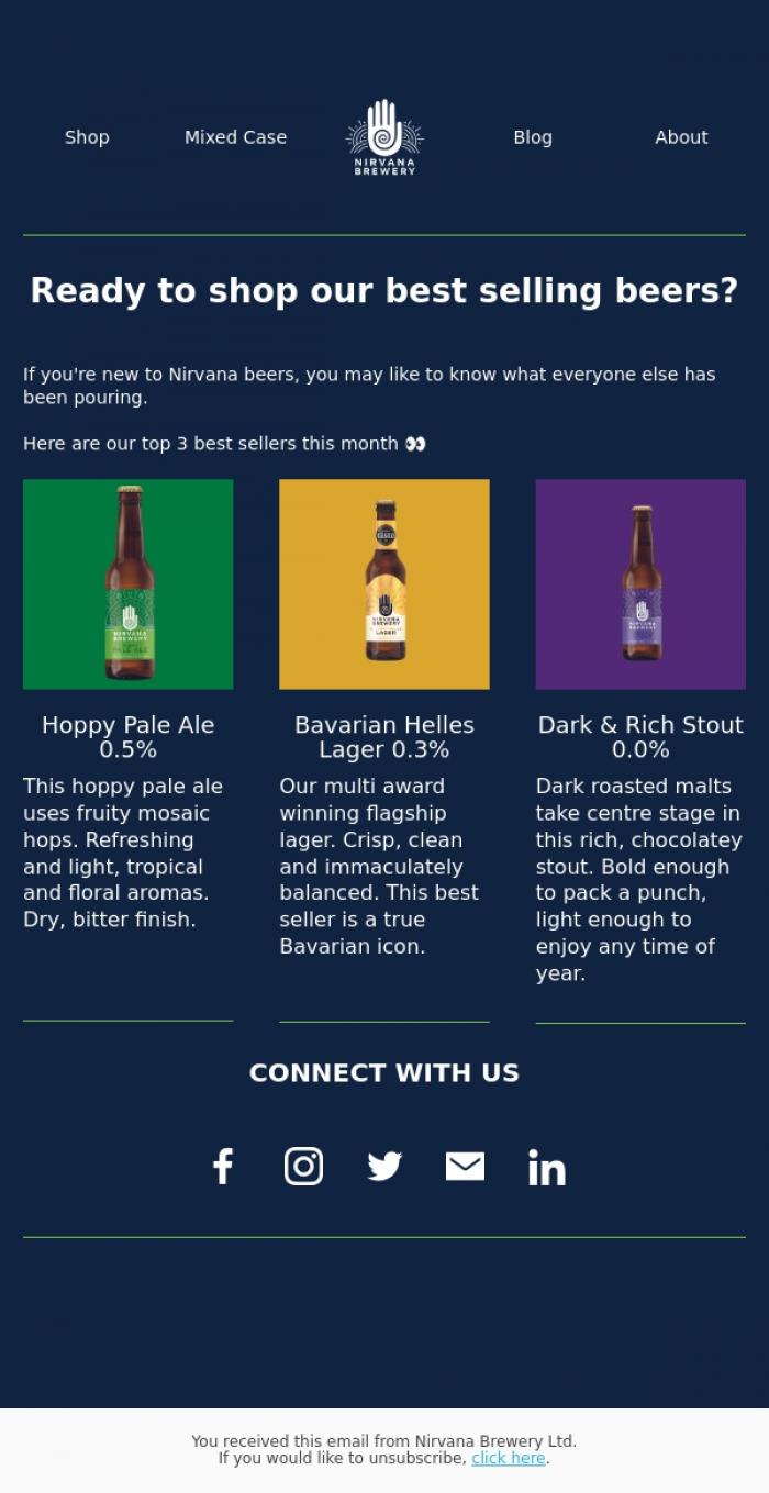 Email Design Inspiration from Nirvana Brewery Ltd, What's Everyone Drinking? 🍻