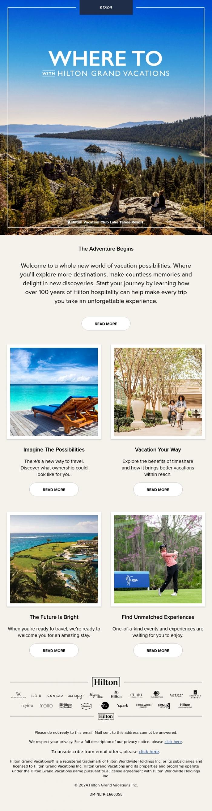 Email Design Inspiration from Hilton Grand Vacations, John, Discover Everything Hilton Grand Vacations Offers
