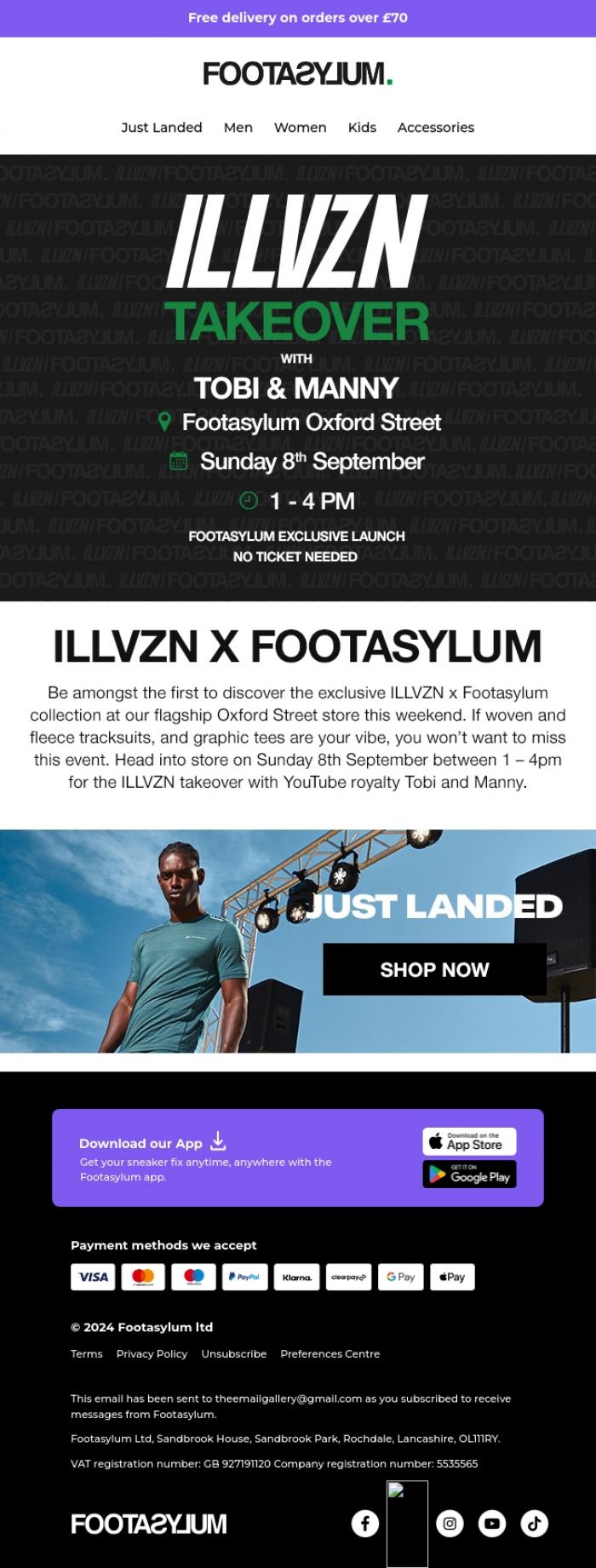Email Design Inspiration from Footasylum, ILLVZN x Footasylum