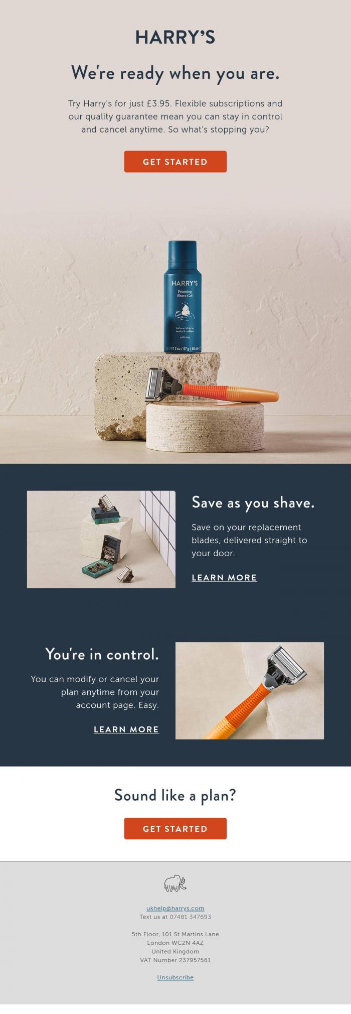 Email Design Inspiration from Harry's, The easiest way to try Harry's