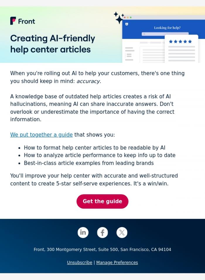 Email Design Inspiration from Front Team, &nbsp;Customers want AI to help-here's how to be ready