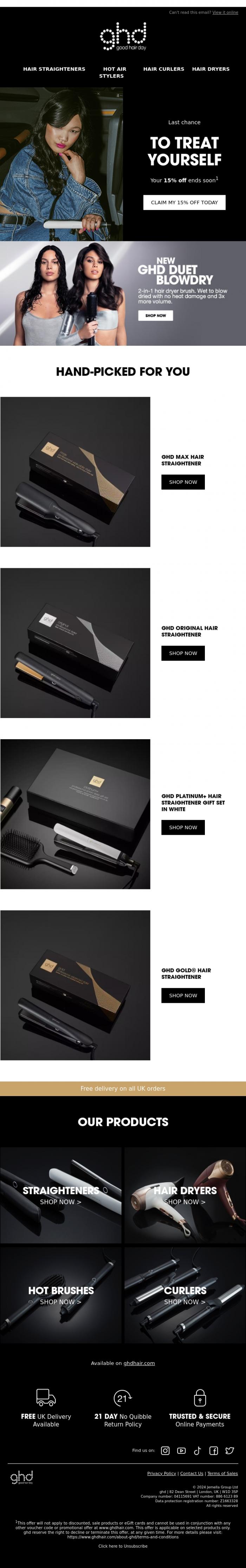 Email Design Inspiration from ghd, This is not a drill