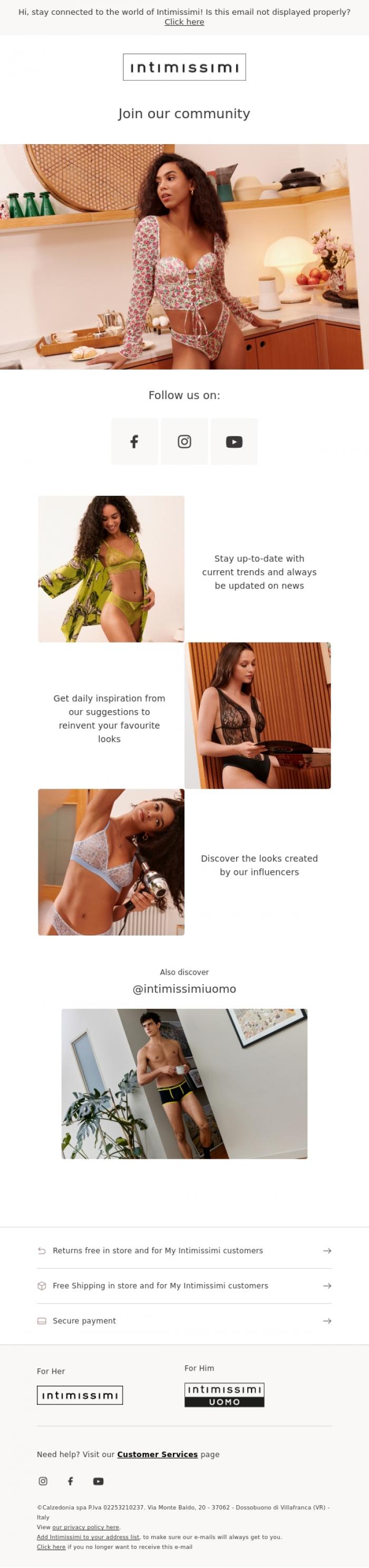 Email Design Inspiration from Intimissimi, Come and join our community