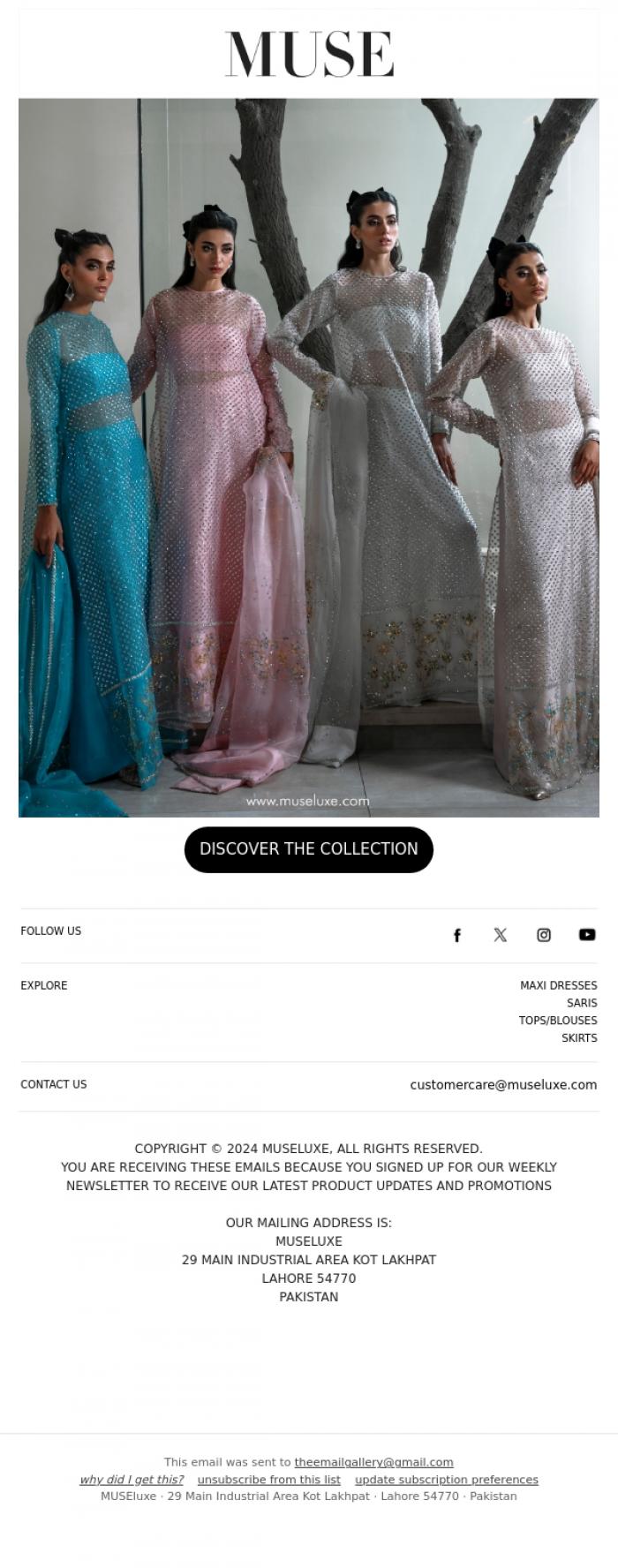 Email Design Inspiration from MUSE, The Embellished Organza Maxi&nbsp;Sets
