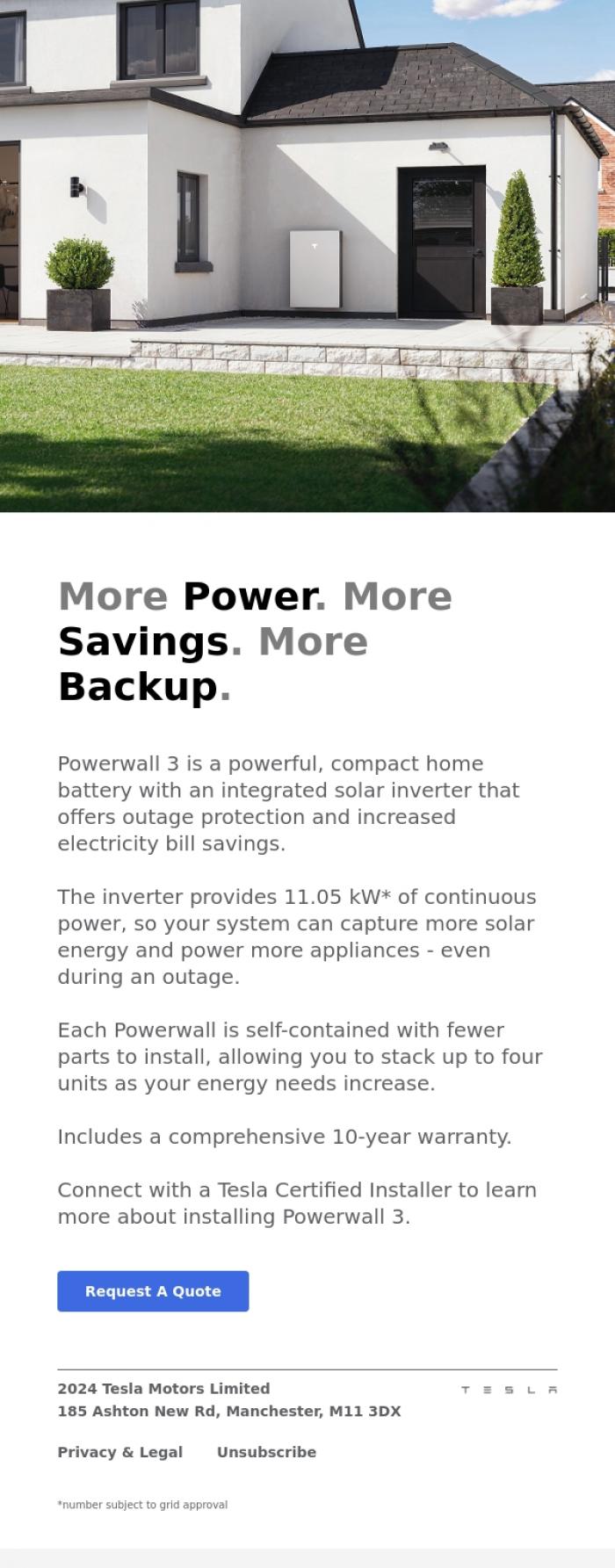 Email Design Inspiration from Tesla, Get More With Powerwall 3