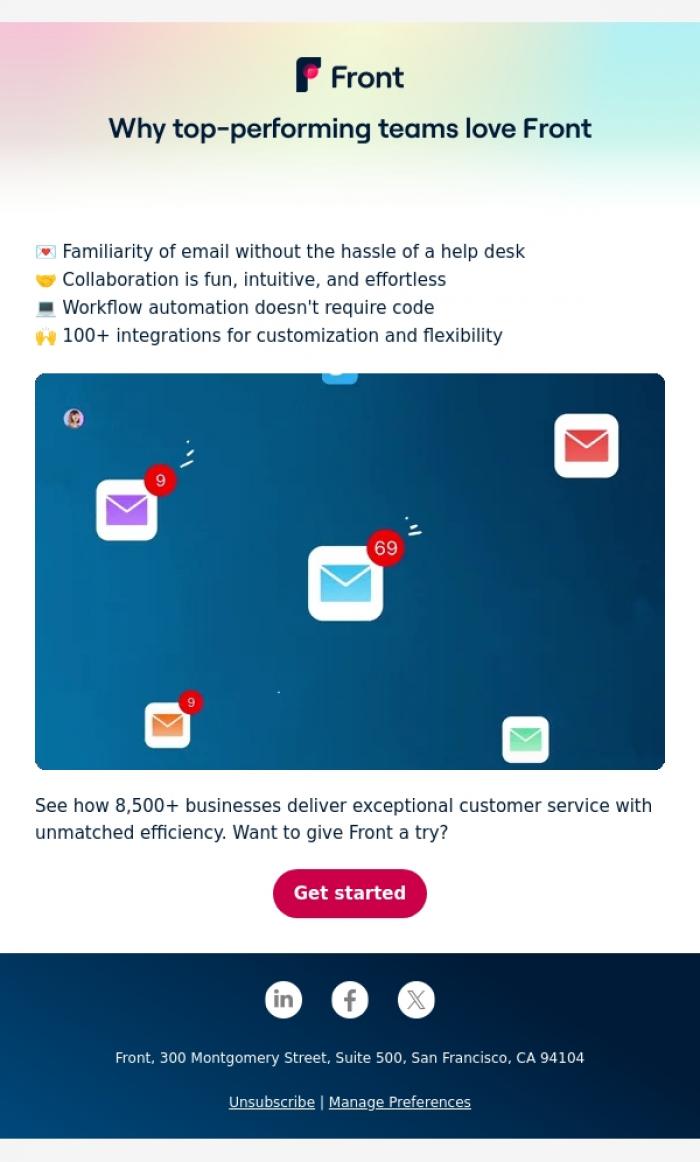 Email Design Inspiration from Front Team, Why top-performing teams love Front