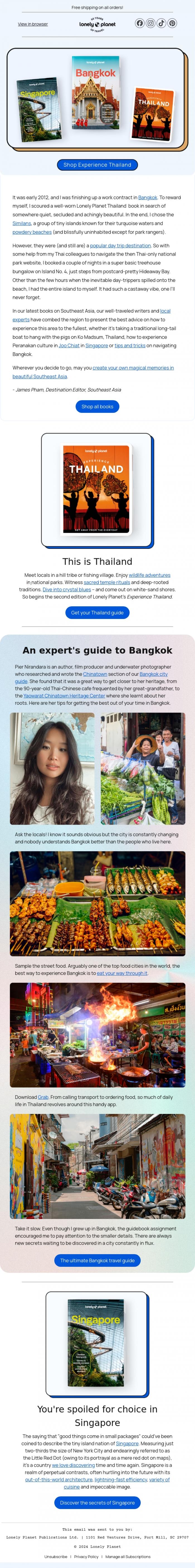 Email Design Inspiration from James from Lonely Planet, How to plan the perfect holiday in Southeast Asia