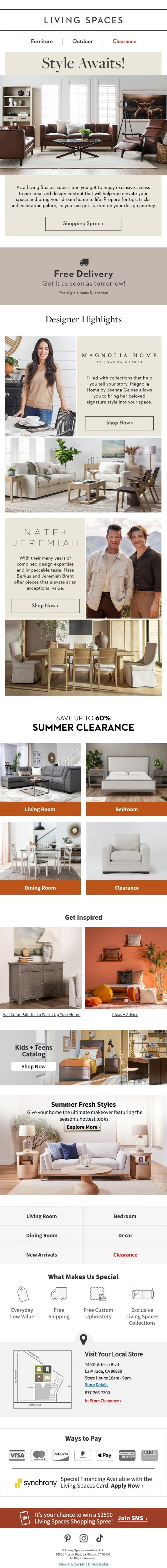 Email Design Inspiration from Living Spaces, Shopping for Something Special? Tell Us + We'll Help!