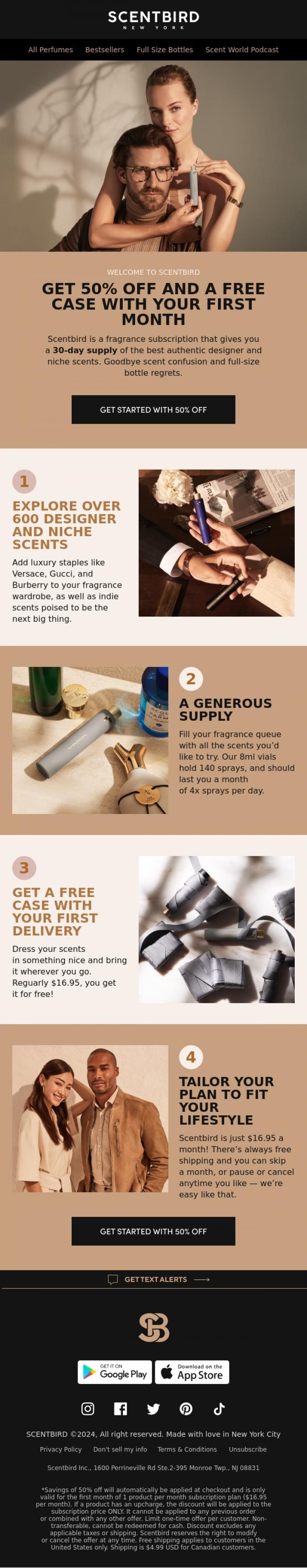 Email Design Inspiration from Scentbird, A Warm Welcome on the Right Notes