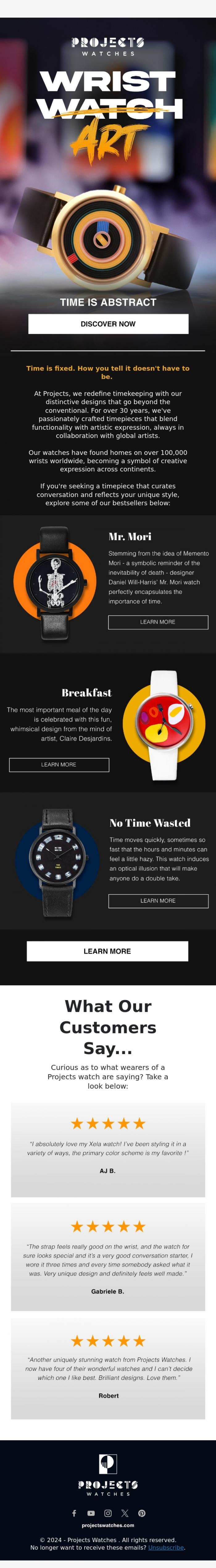 Email Design Inspiration from Projects Watches, 60% Art, 40% Watch.