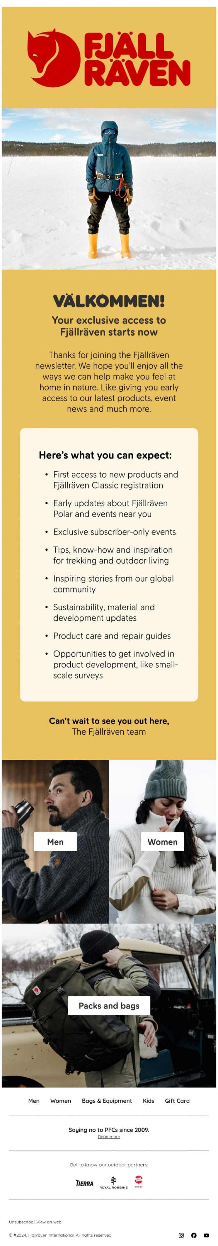 Email Design Inspiration from Fj&auml;llr&auml;ven, Your all-Fj&auml;llr&auml;ven access starts now 