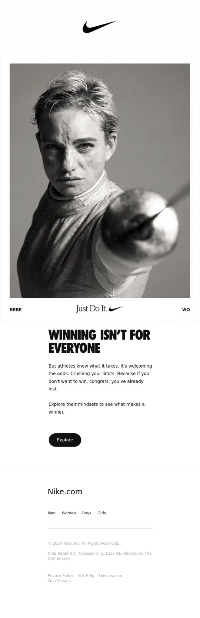 Email Design Inspiration from Nike, LeBron, Giannis and Sha'Carri know what it takes.