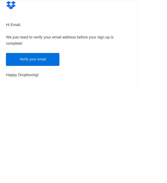 Email Design Inspiration from Dropbox, Hi Email, please verify your email address