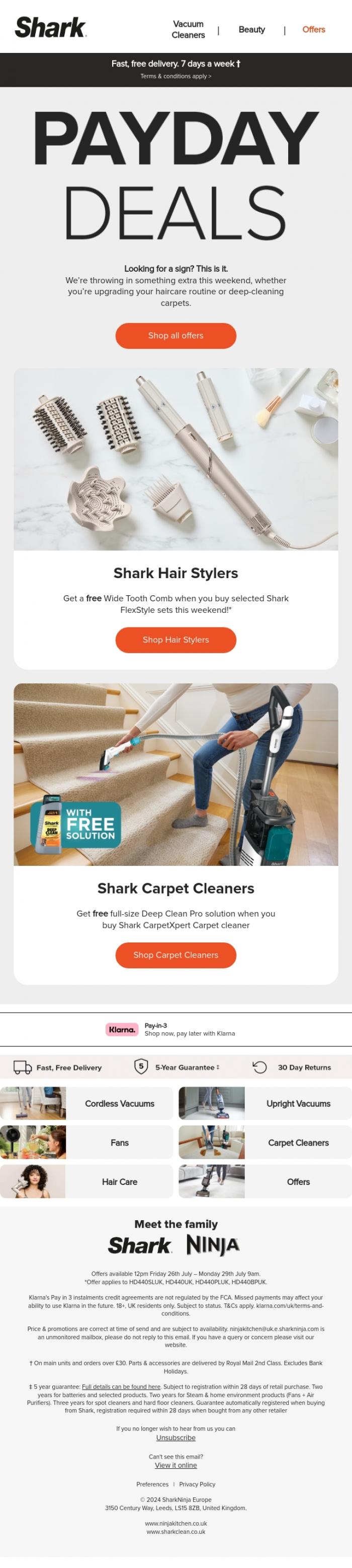 Email Design Inspiration from Shark, Did someone say freebies? 😍