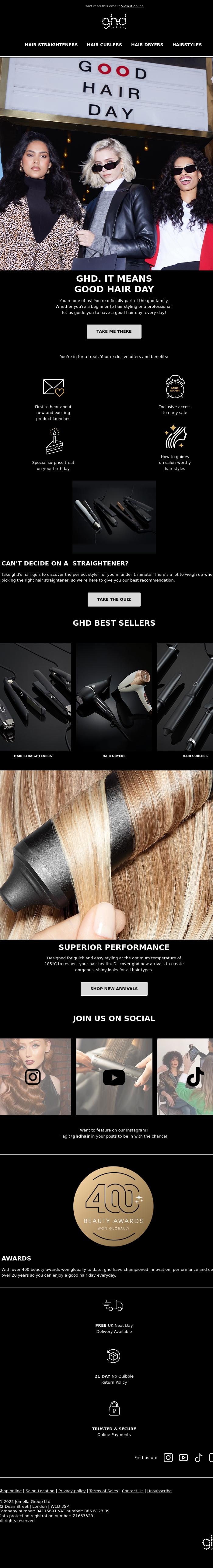 Email Design Inspiration from ghd, It's Official. You're One Of Us 💖
