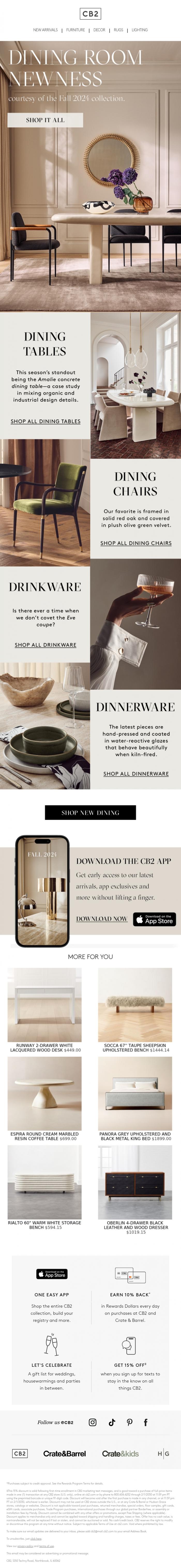 Email Design Inspiration from CB2, MAKE WAY FOR NEW