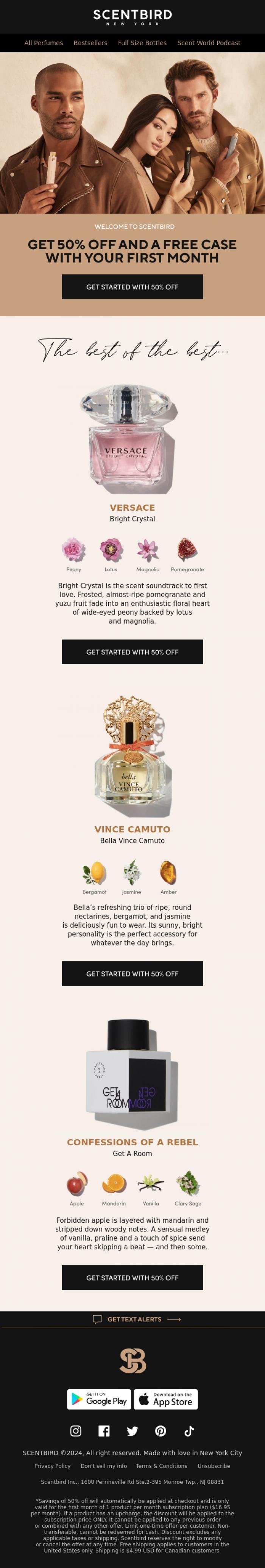Email Design Inspiration from Scentbird, Heaven Scent - 50% off!