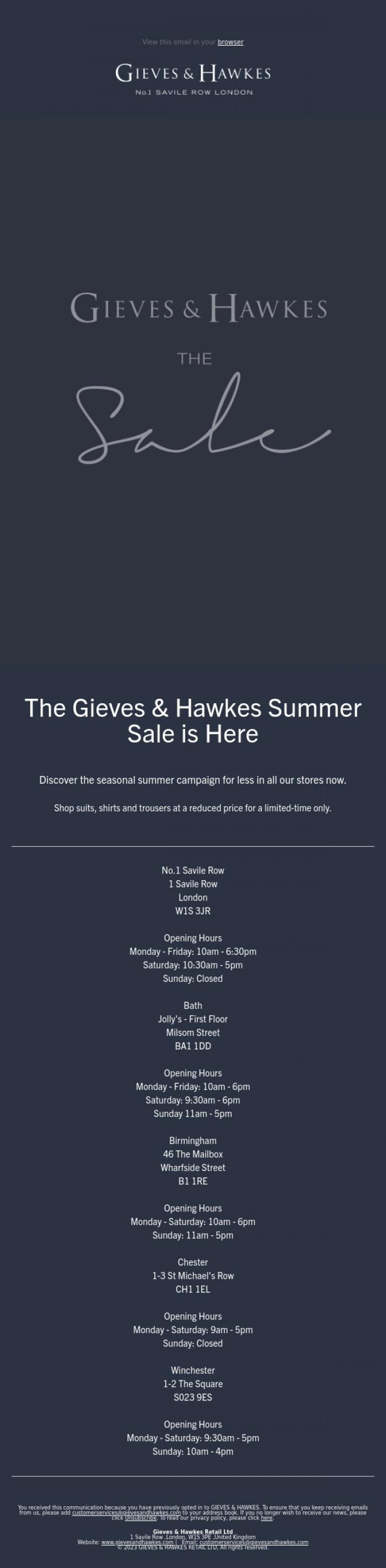 Email Design Inspiration from Gieves & Hawkes, The Gieves & Hawkes Summer Sale is Here