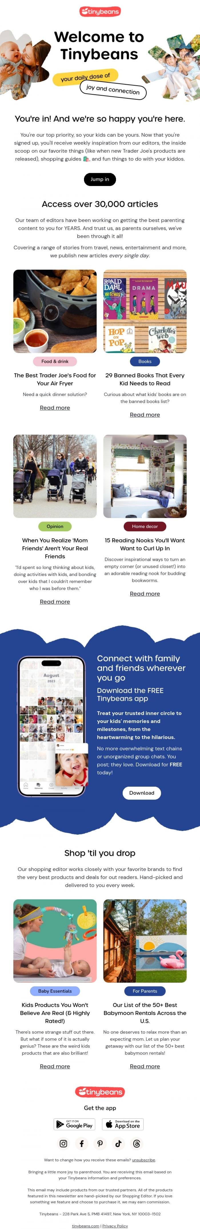 Email Design Inspiration from Tinybeans, Hi! Welcome to Tinybeans ❤️