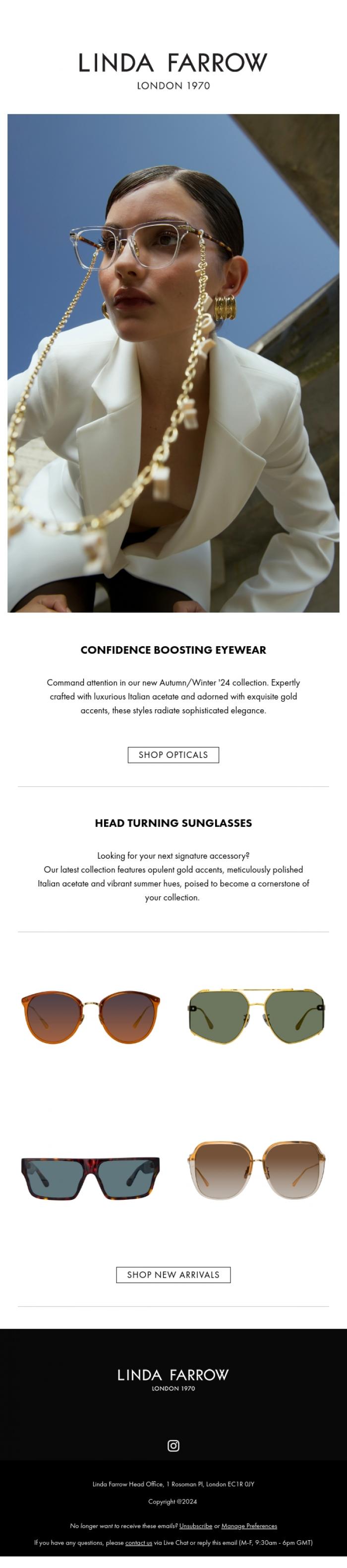 Email Design Inspiration from LINDA FARROW, Make a Statement in Our New Arrivals