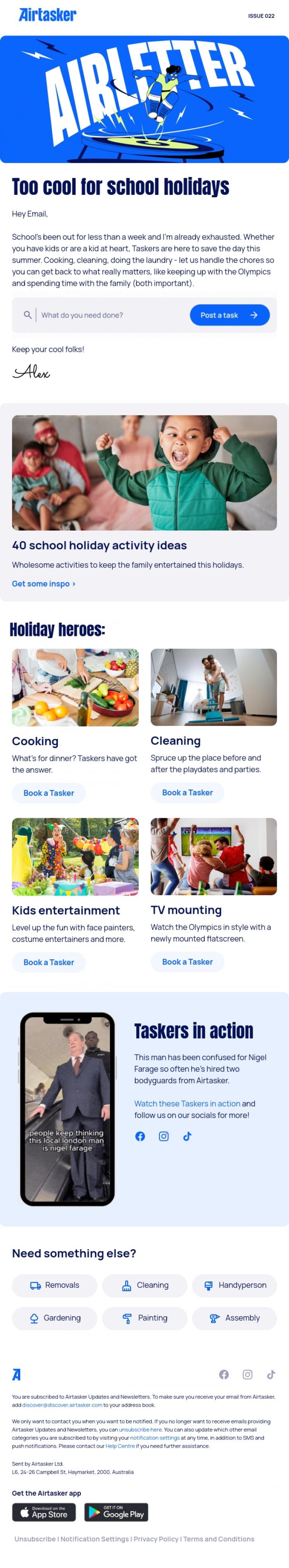 Email Design Inspiration from Alex at Airtasker, Holding out for a hero🦸