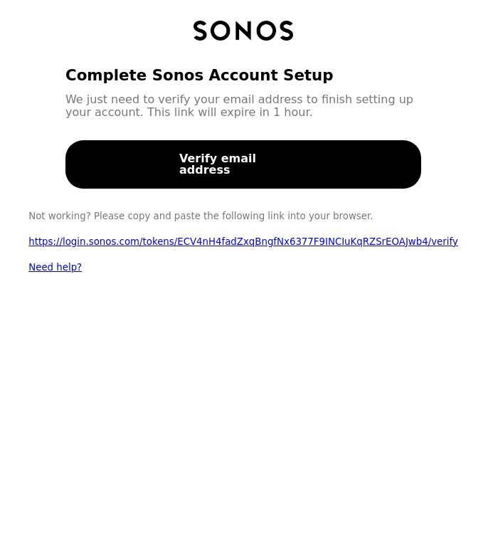 Email Design Inspiration from no-reply, Complete Sonos Account Setup