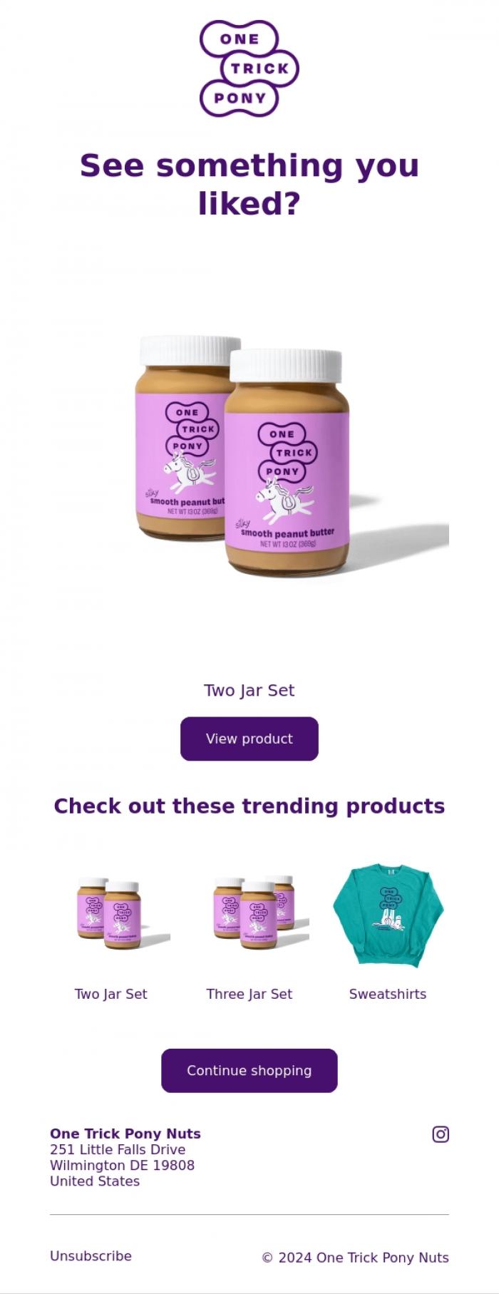 Email Design Inspiration from One Trick Pony Nuts, Did peanut butter catch your eye?!?