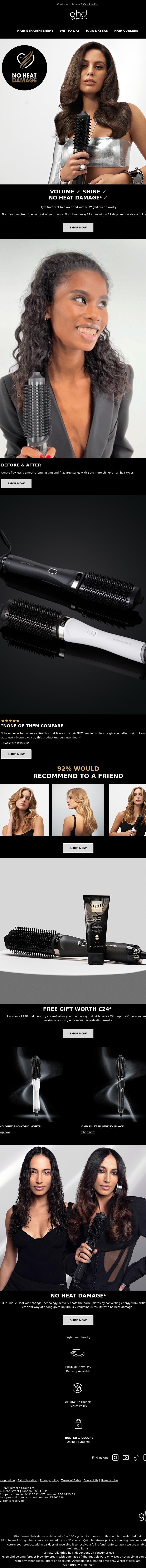 Email Design Inspiration from ghd, Try NEW ghd duet blowdry At Home 🤩