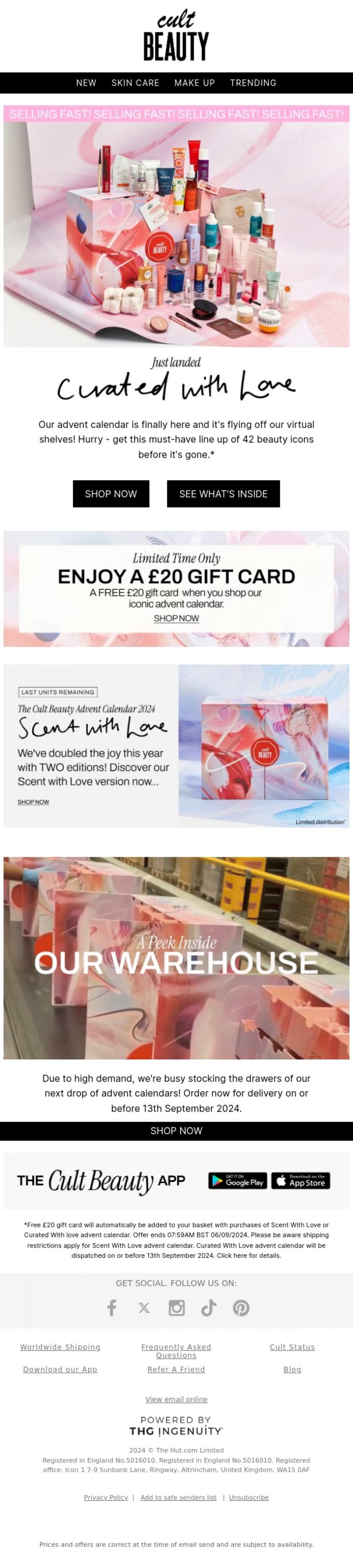 Email Design Inspiration from Cult Beauty, Revealed! Our advent calendar is here 🎁