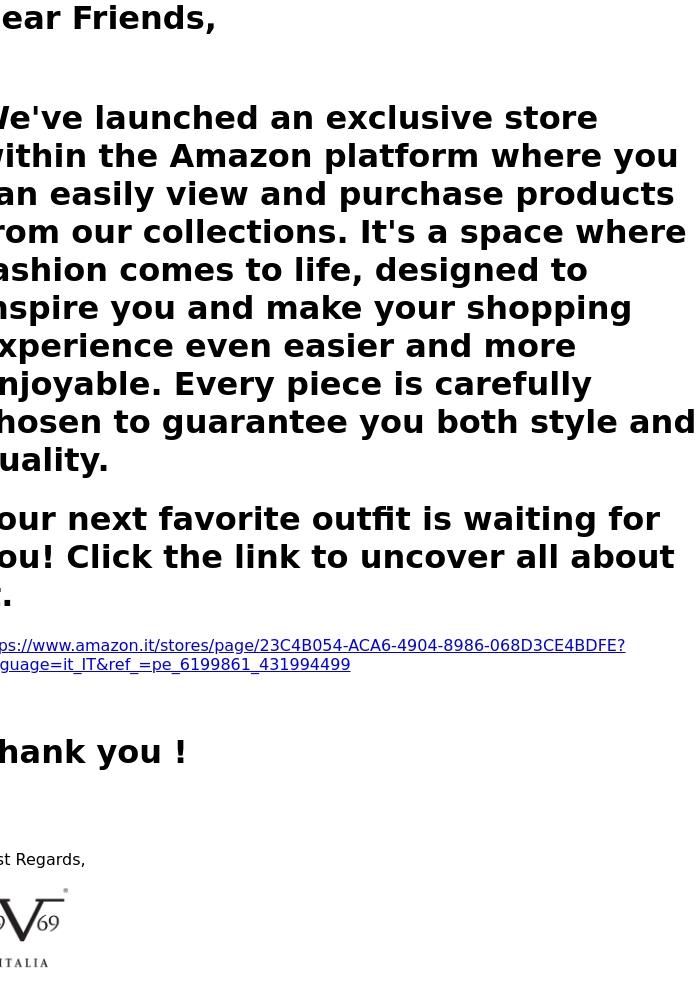 Email Design Inspiration from 19V69 Italia online shop, 19V69 Italia - Amazon Store Now Available