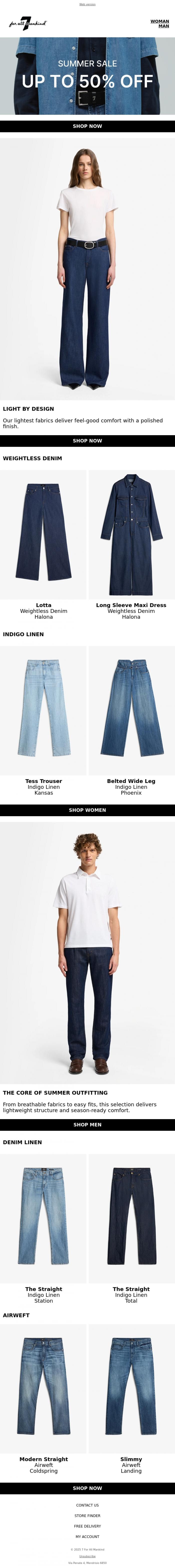 Email Design Inspiration from 7 For All Mankind, The Perfect Summer Denim
