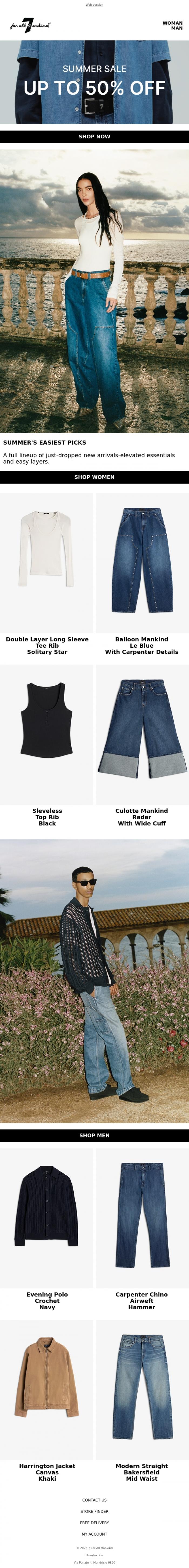 Email Design Inspiration from 7 For All Mankind, New Arrivals