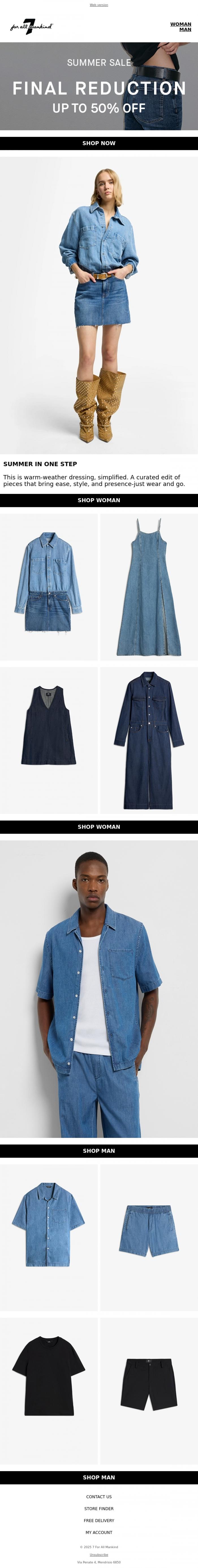 Email Design Inspiration from 7 For All Mankind, Easy Summer Outfitting