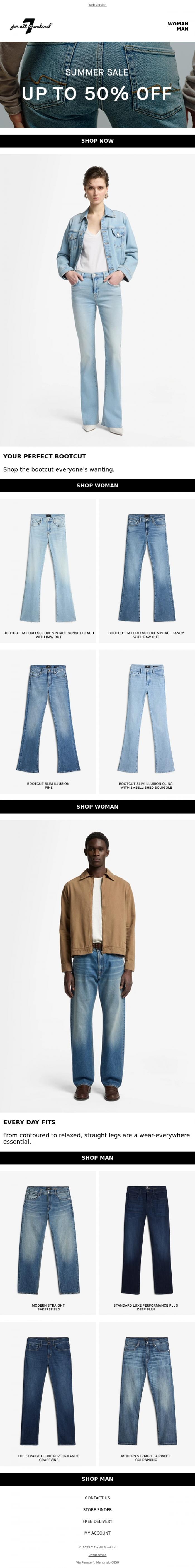 Email Design Inspiration from 7 For All Mankind, The Fits In Everyone's Cart