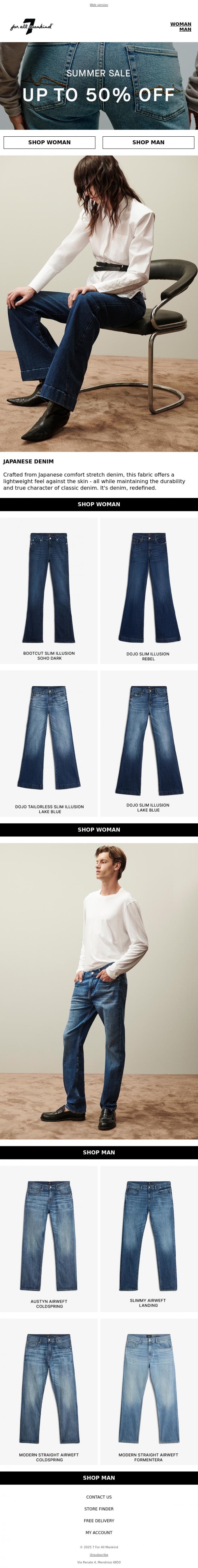 Email Design Inspiration from 7 For All Mankind, Revolutionary Japanese Denim