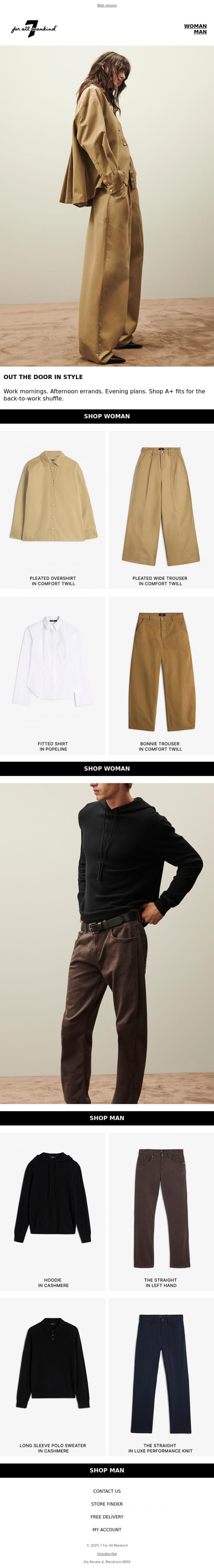 Email Design Inspiration from 7 For All Mankind, The Back-to-Work Wardrobe Begins Here
