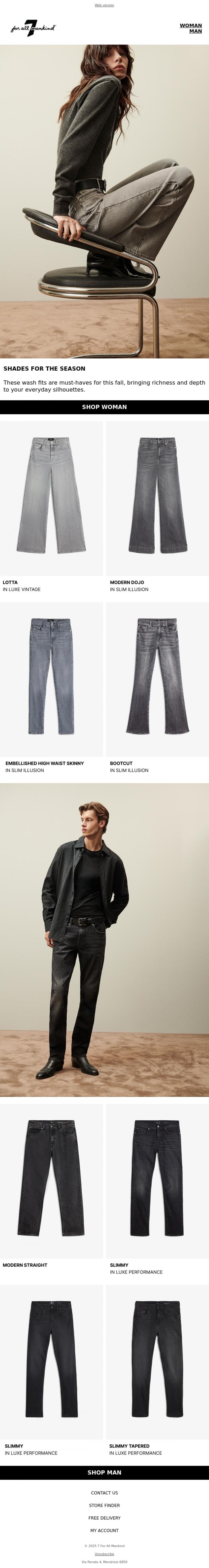 Email Design Inspiration from 7 For All Mankind, Fall's Best Shades in Denim