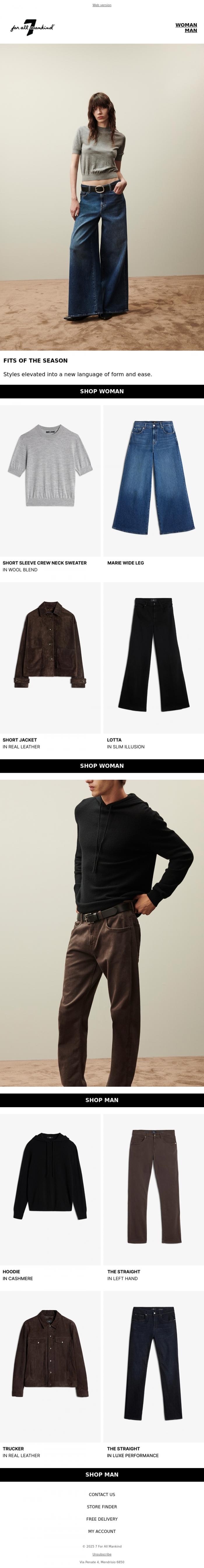Email Design Inspiration from 7 For All Mankind, Fall in Form