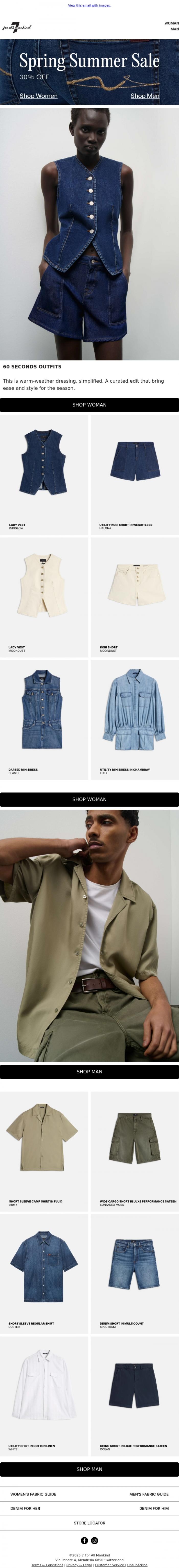 Email Design Inspiration from 7 For All Mankind, Easy Summer Outfitting