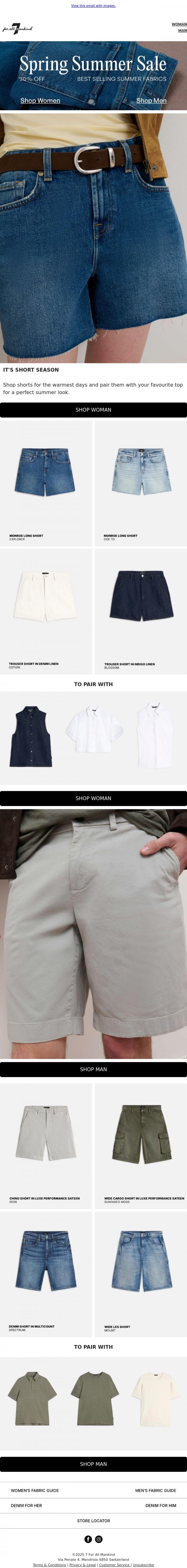Email Design Inspiration from 7 For All Mankind, Shorts for the season