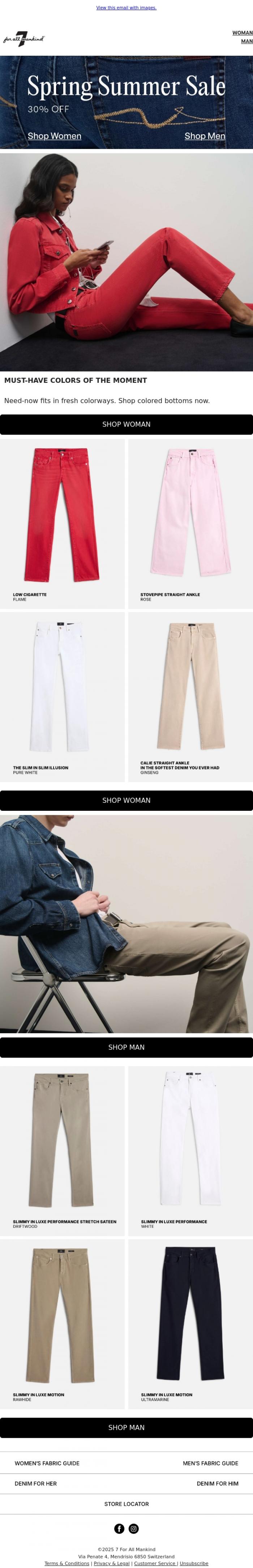 Email Design Inspiration from 7 For All Mankind, Check out these summer colours