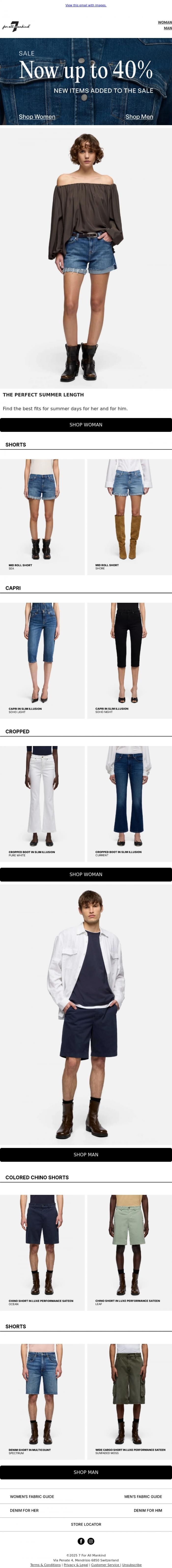 Email Design Inspiration from 7 For All Mankind, The Perfect Summer Length