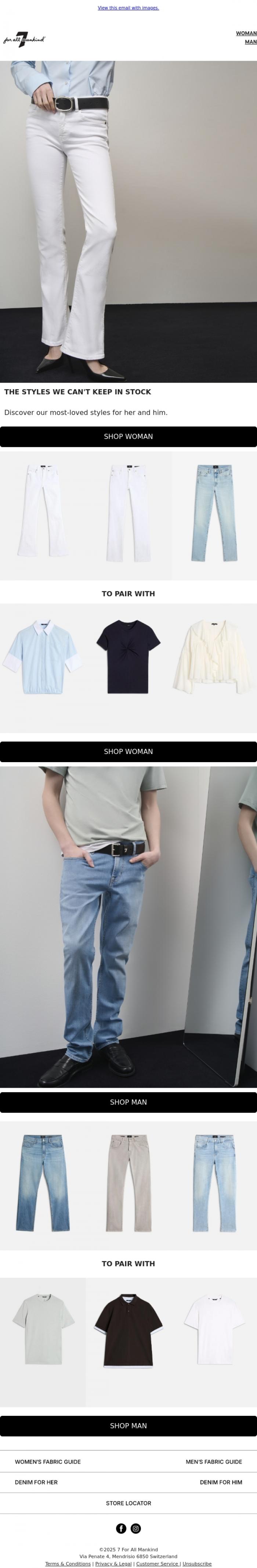 Email Design Inspiration from 7 For All Mankind, These styles are running out