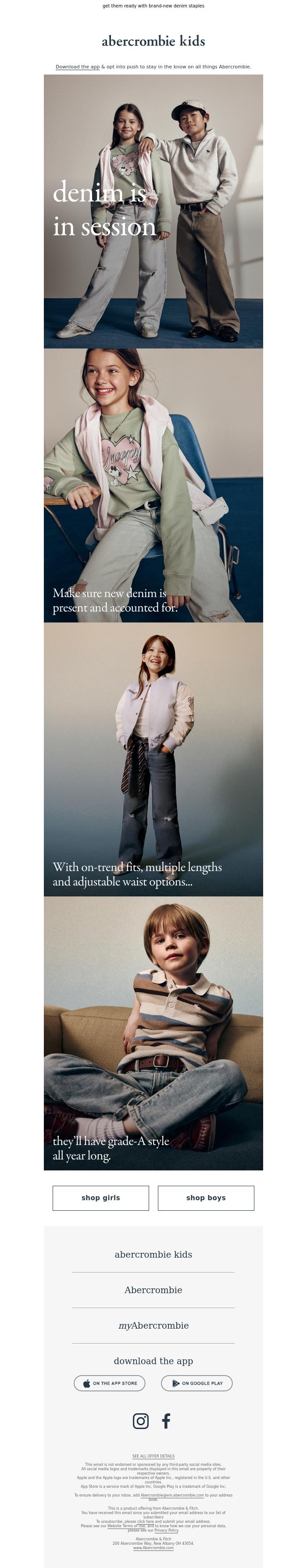 Email Design Inspiration from a&f kids, a new term is just around the corner