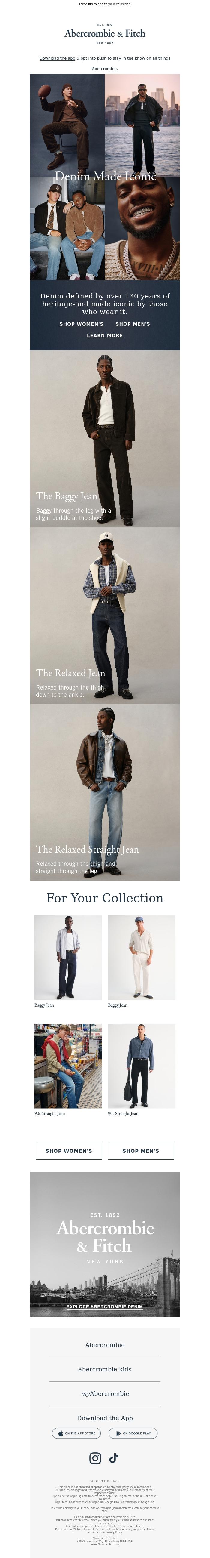 Email Design Inspiration from a&f kids, Your denim fit check.