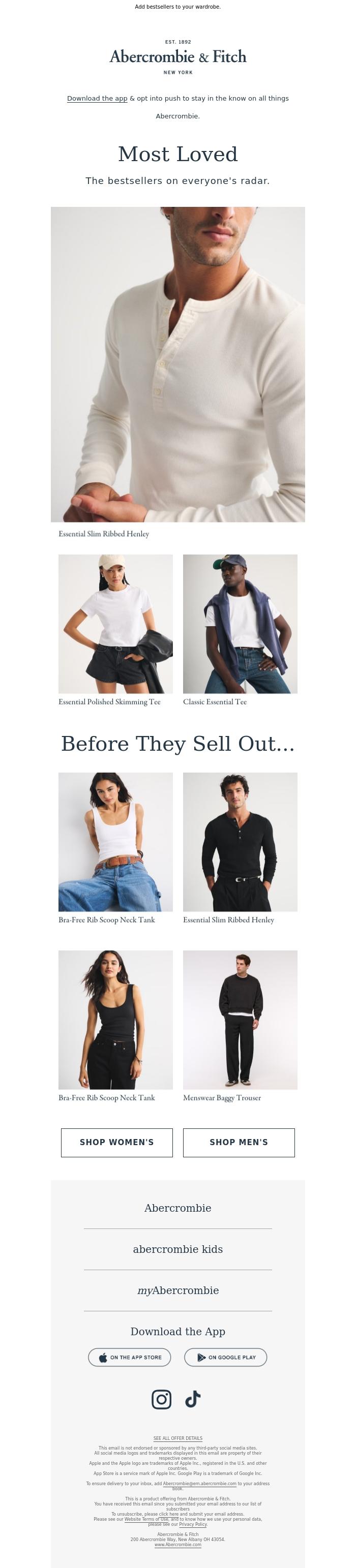 Email Design Inspiration from a&f kids, They're most loved for a reason.