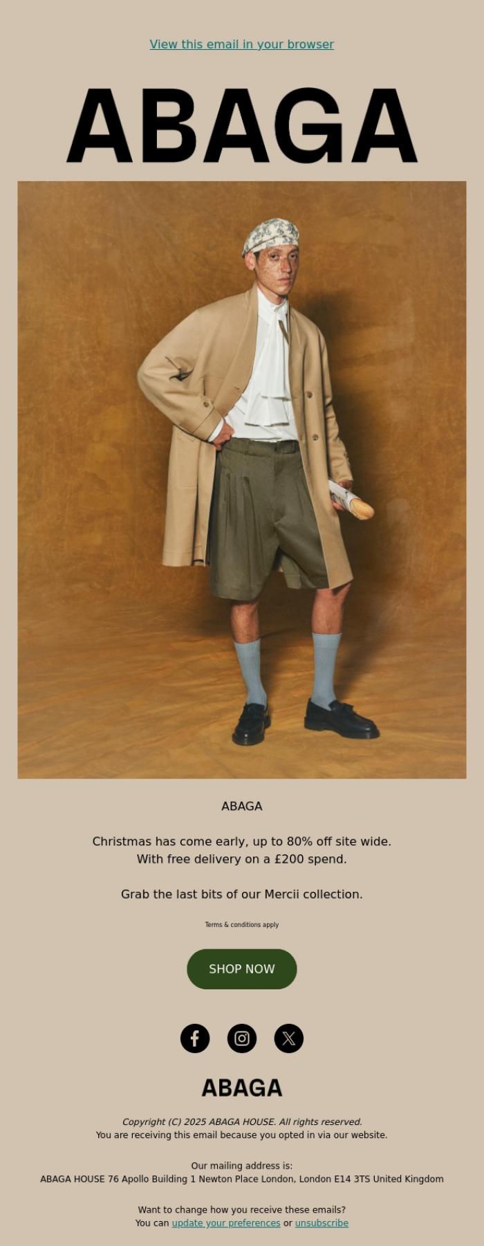 Email Design Inspiration from ABAGA HOUSE, Up to 80% Off Mercii The Collection - Limited Time Only