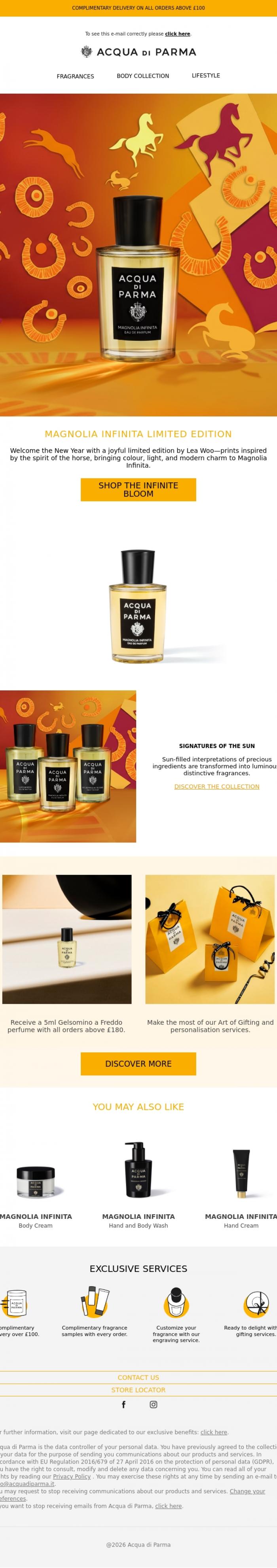Email Design Inspiration from Acqua di Parma, A New Year in Full Bloom
